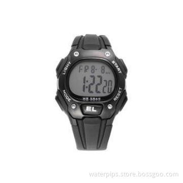 Black PU Waterproof Sport Watch For Man , Gents Chronograph